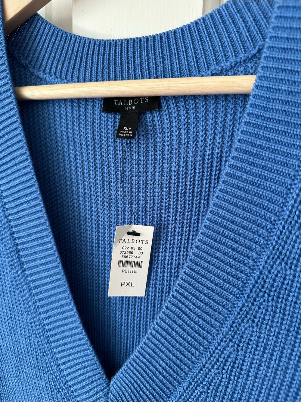 NEW! TALBOTS V-Neck Knit Sweater Vest Bright Cornflower Blue Size XL Petite - Picture 2 of 7